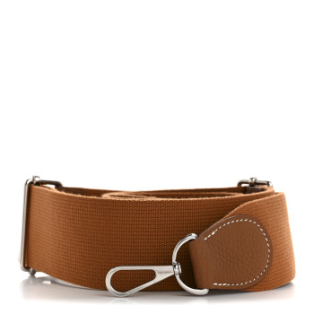 HERMES Toile Taurillon Clemence Shoulder Strap Gold