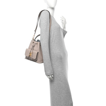 LOUIS VUITTON Calfskin Lockme Bucket MM Greige