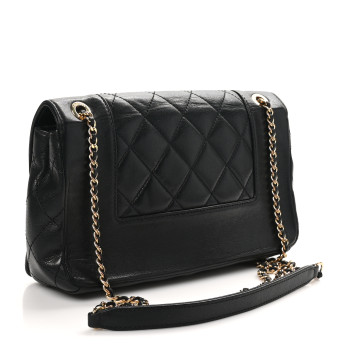 CHANEL Sheepskin Quilted Medium Vintage Mademoiselle Flap Black