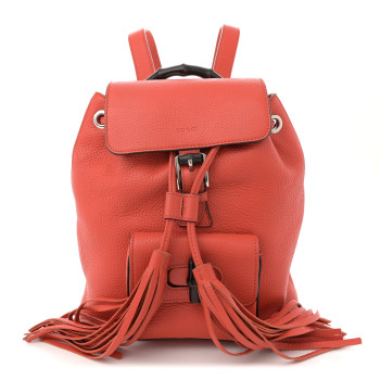 GUCCI Calfskin Small Bamboo Backpack Orange