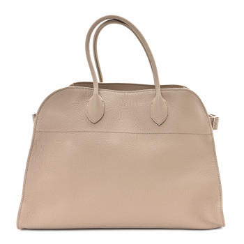 THE ROW Matte Grained Calfskin Soft Margaux 15 Dark Taupe