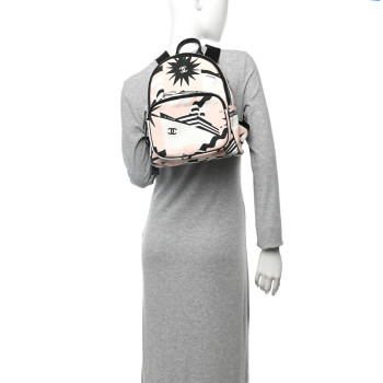 CHANEL Canvas Cruise La Pausa Print Backpack Pink White Black