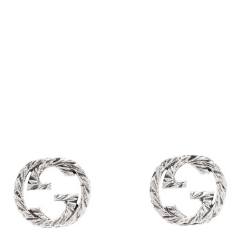 GUCCI Sterling Silver Textured Interlocking G Stud Earrings