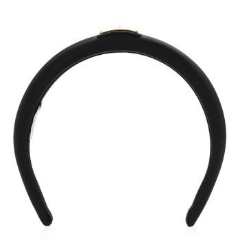 PRADA Re-Nylon Metal Triangle Logo Headband Black