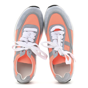 HERMES Suede Goatskin Technical Canvas Epsom Chris Sneakers 38
