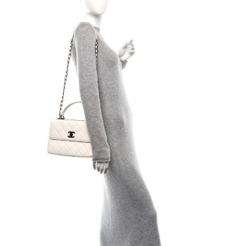 CHANEL Lambskin Quilted Small Trendy CC Dual Handle Flap Bag White