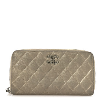 CHANEL Iridescent Lambskin Quilted CC Long Zipped Wallet Gold