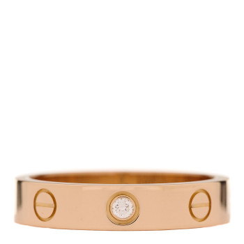CARTIER 18K Pink Gold Diamond 4mm LOVE Wedding Band Ring 52 6
