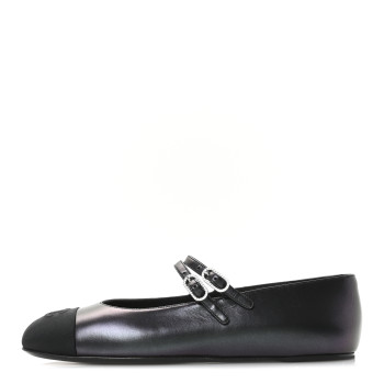CHANEL Lambskin Grosgrain Mary Jane Flats 39.5 Black