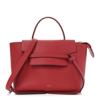 CELINE Grained Calfskin Micro Belt Bag Coquelicot