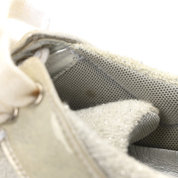 CHANEL Iridescent Terry Cloth PVC Calfskin Sneakers 38.5 Silver