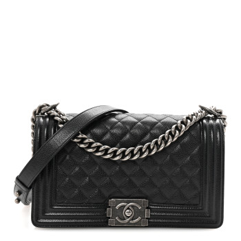 CHANEL Caviar Quilted Medium Boy Flap Black