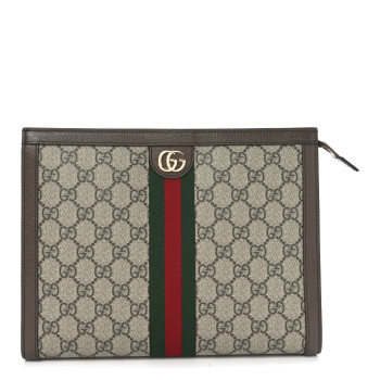 GUCCI GG Supreme Monogram Web Ophidia Pouch Brown