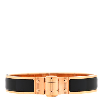 HERMES Enamel Charniere Uni Narrow Hinged Bracelet M Black