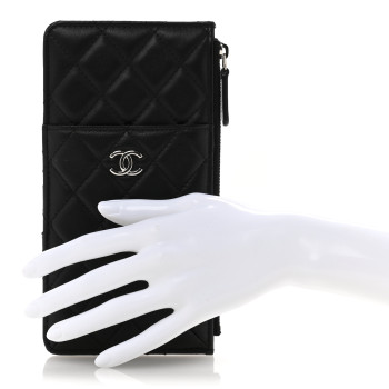 CHANEL Lambskin Quilted Classic iPhone Pouch Black