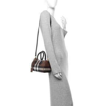 BURBERRY E-canvas Check Mini Bowling Bag Dark Birch Brown