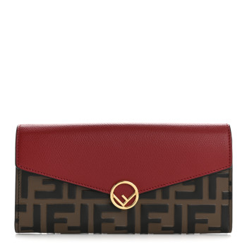 FENDI Vitello Cruise F is Fendi Bi-Color FF 1974 Embossed Continental Envelope Wallet Maya Black Fragola