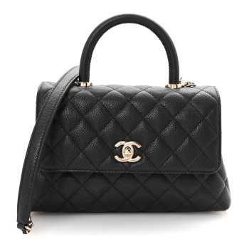 CHANEL Caviar Quilted Mini Coco Handle Flap Black