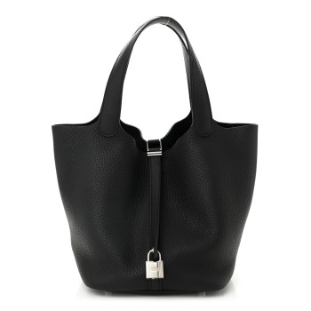 HERMES Taurillon Clemence Picotin Lock 22 MM Black
