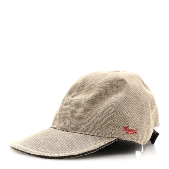 GUCCI Canvas Embroidered Logo Baseball Hat L Beige