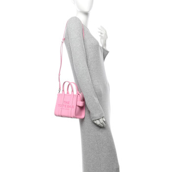 MARC JACOBS Grained Calfskin Micro The Tote Bag Pink