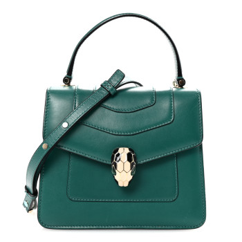 BULGARI Calfskin Serpenti Forever Top Handle Emerald Green