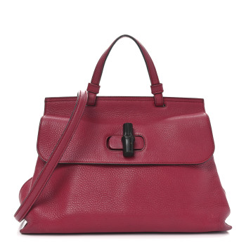 GUCCI Cellarius Calfskin Medium Bamboo Daily Top Handle Bag Hibiscus Red