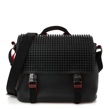 CHRISTIAN LOUBOUTIN Calfskin Spikes Loubiclic Messenger Black