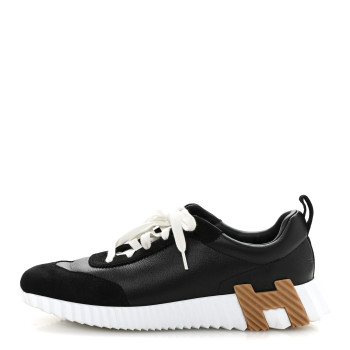 HERMES Goatskin Suede Goatskin Bouncing Sneakers 40.5 Black