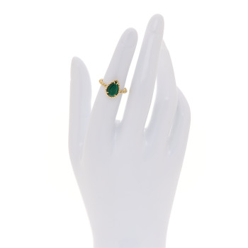 BOUCHERON 18K Yellow Gold Malachite Small Serpent Boheme Ring 50 5.25