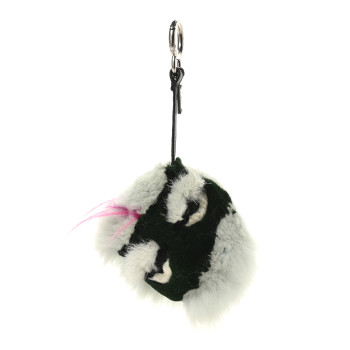 FENDI Fox Rabbit Goat Mink Fur Vitello Flamingo Bagood Monster Bag Bug Charm  Light Blue