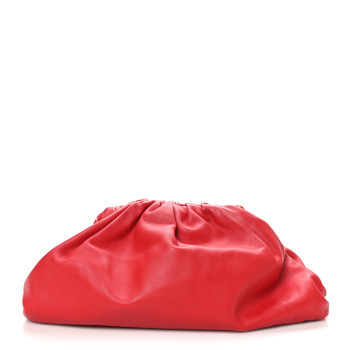 BOTTEGA VENETA Smooth Butter Calf The Pouch Oversized Clutch Bright Red
