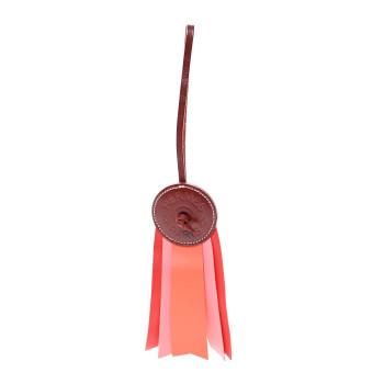 HERMES Vache Hunter Milo Lambskin Paddock Flot Bag Charm Orange Poppy Rose Azalee Red