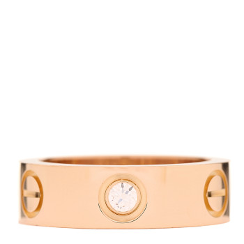 CARTIER 18K Pink Gold 3 Diamond 5.5mm LOVE Ring 48 4.5