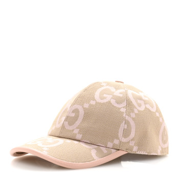 GUCCI Monogram Jumbo GG Mosteri Baseball Hat S 56 Beige Light Pink