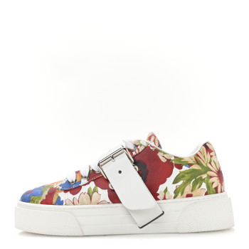 MIU MIU Calfskin Floral Print Low Top Sneakers 35 Multicolor