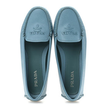 PRADA Saffiano Logo Womens Loafers 39 Turchese