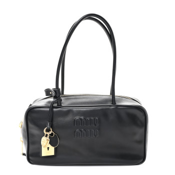MIU MIU Calfskin Softy Medium Beau Top Handle Bag Black