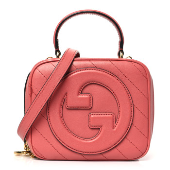 GUCCI Sakai Be Green Calfskin Diagonal Stitched Blondie Top Handle Bag Pink