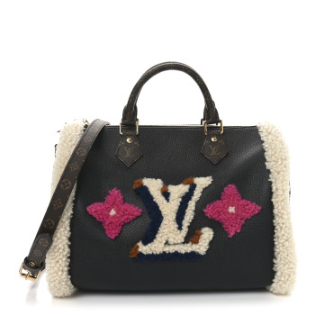 LOUIS VUITTON Calfskin Monogram Teddy Speedy Bandouliere 30 Black