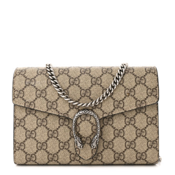 GUCCI GG Supreme Monogram Mini Dionysus Chain Wallet Beige Taupe