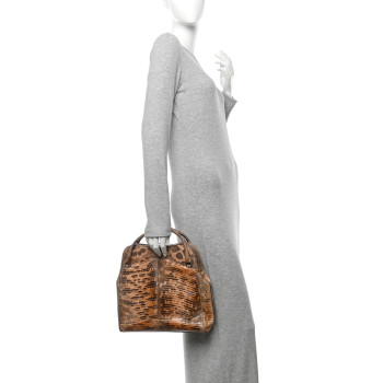 PRADA Lizard Kiss Lock Frame Bag Salmone