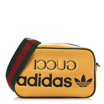 GUCCI X ADIDAS Textured Dollar Calfskin Web Trefoil Logo Small Messenger Bag Crop Black
