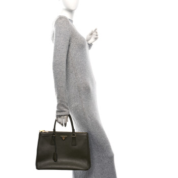 PRADA Saffiano Medium Galleria Double Zip Tote Militare