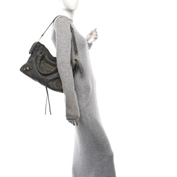 BALENCIAGA Chevre Gold Metallic Edge Hardware City Gris Acier