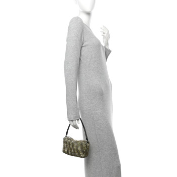 ALEXANDER WANG Mesh Crystal Rhinestone Mini Heiress Pouch Porcelain