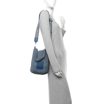 LOEWE Raffia Mini Slit Tote Bag Blue