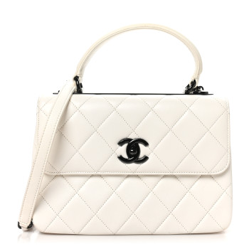 CHANEL Lambskin Quilted Small Trendy CC Dual Handle Flap Bag White