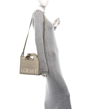 LOEWE Jacquard Canvas Small Font Tote Ecru