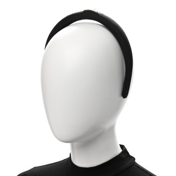 PRADA Re-Nylon Metal Triangle Logo Headband Black